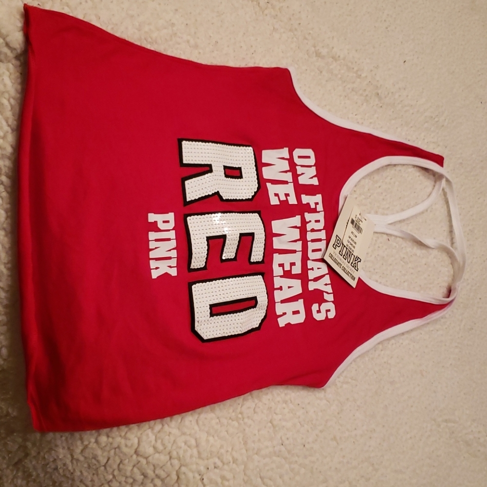 Pink collegiate tank